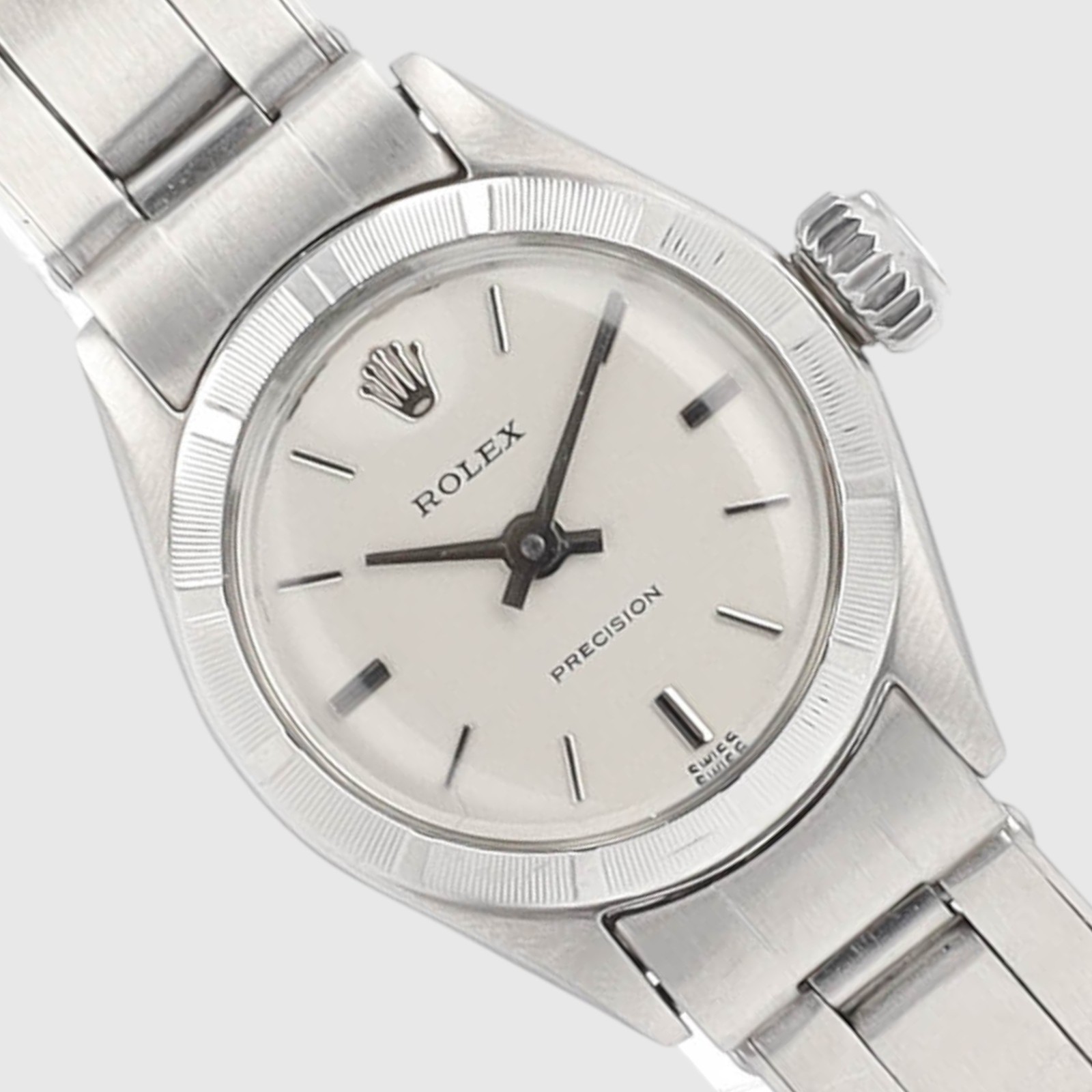 Rolex Precision 6523 25mm Silver Index Stainless Steel Manual Winding Watch