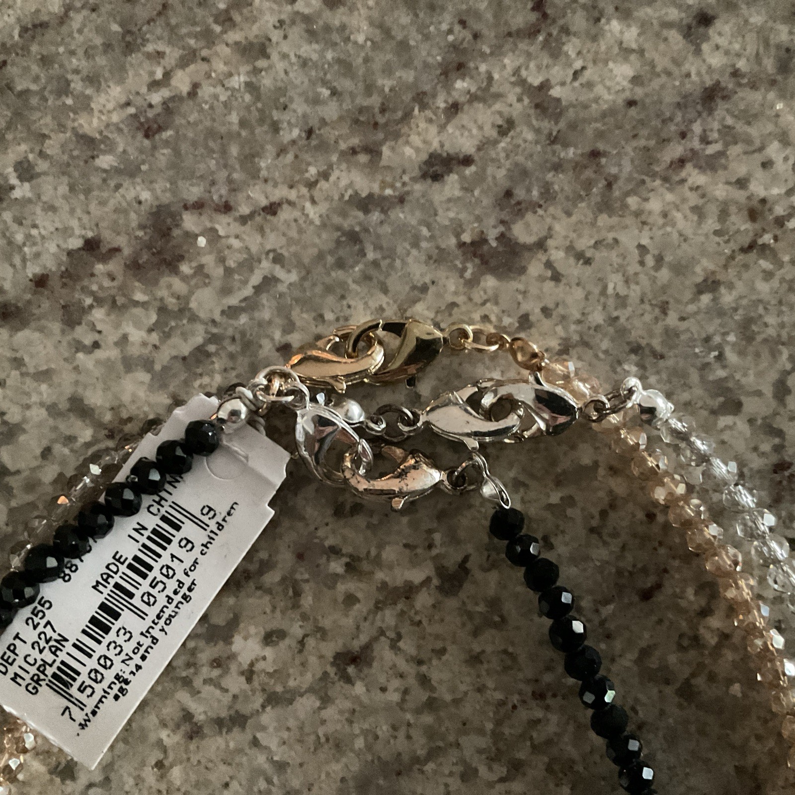 Anna&Ava Necklace Black,Silver, Gold Beads 3 Chain Necklace NWT (Dillards)