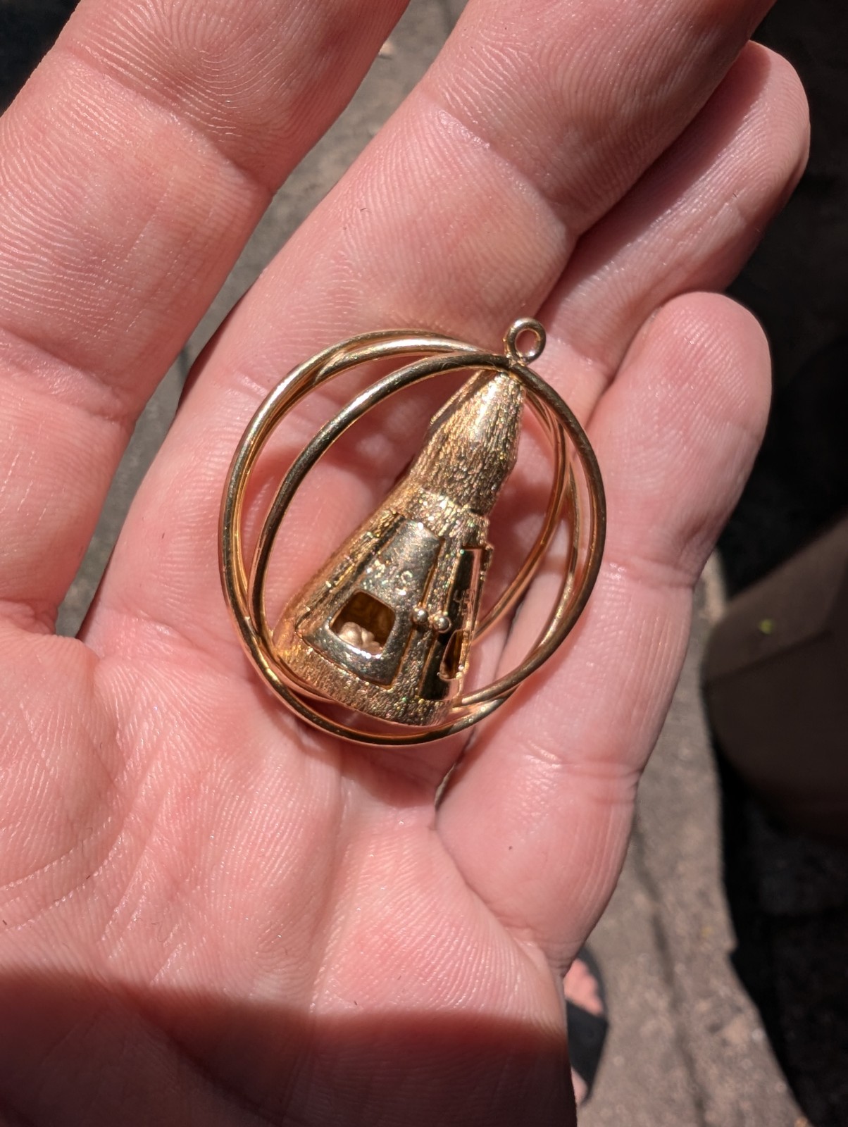 Vintage 14k Gold Mechanical Gemini Space Capsule Charm Pendant Heavy 19g+ NASA