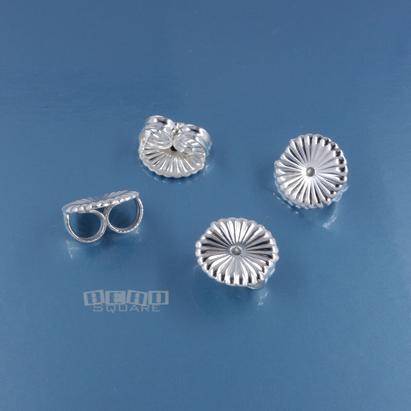 4 Large Sterling Silver 9mm Round Daisy Round Earring Backs / Clutches #33577
