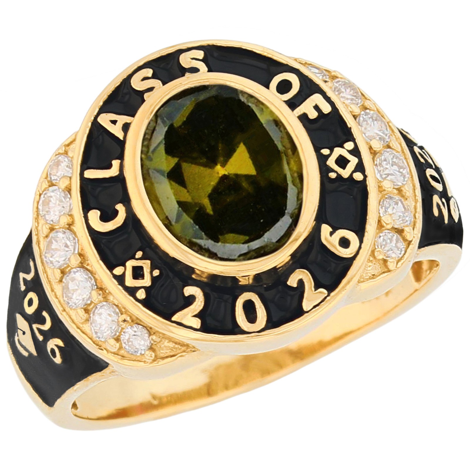 10k or 14k Yellow Gold Classy August Birthstone Unisex 2026 Graduation Ring
