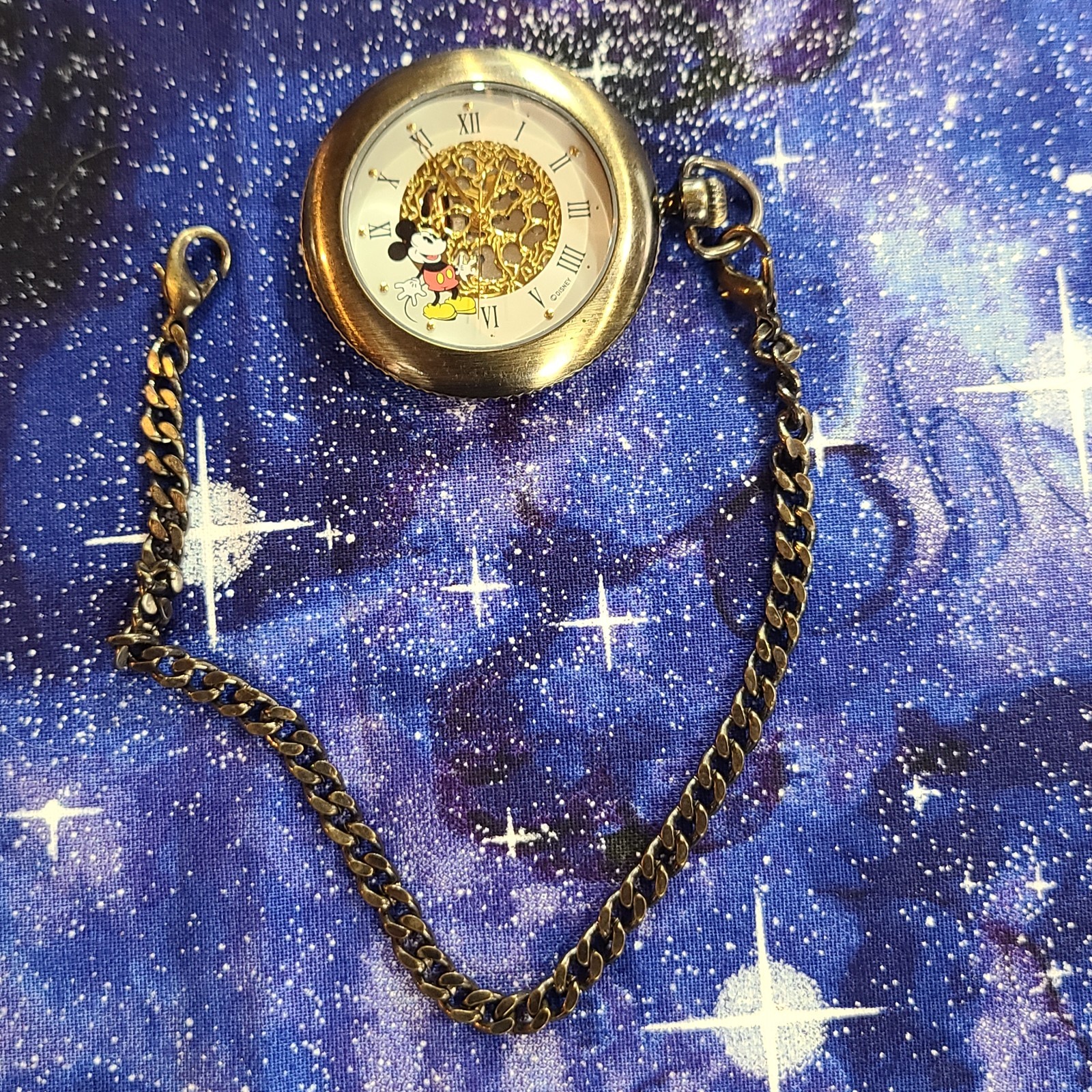 Vtg Lorus Disney Mickey Mouse Bronze Quartz Pocket Watch Fob Ready To Wear|Video