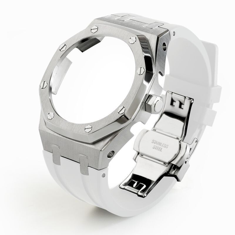 For G-Shock GA2100 GA2110 CasiOak Mod Kit 5th Gen Steel Bezel Case Rubber Strap