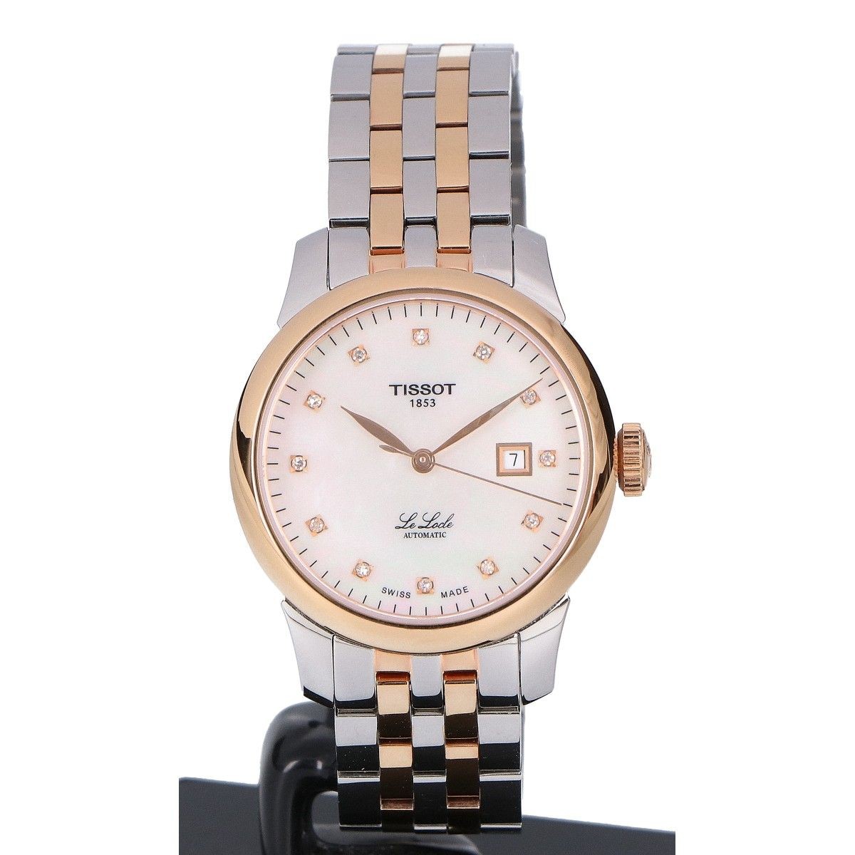 TISSOT Le Locle 29mm Automatic Watch White MOP Dial See-through Back Used