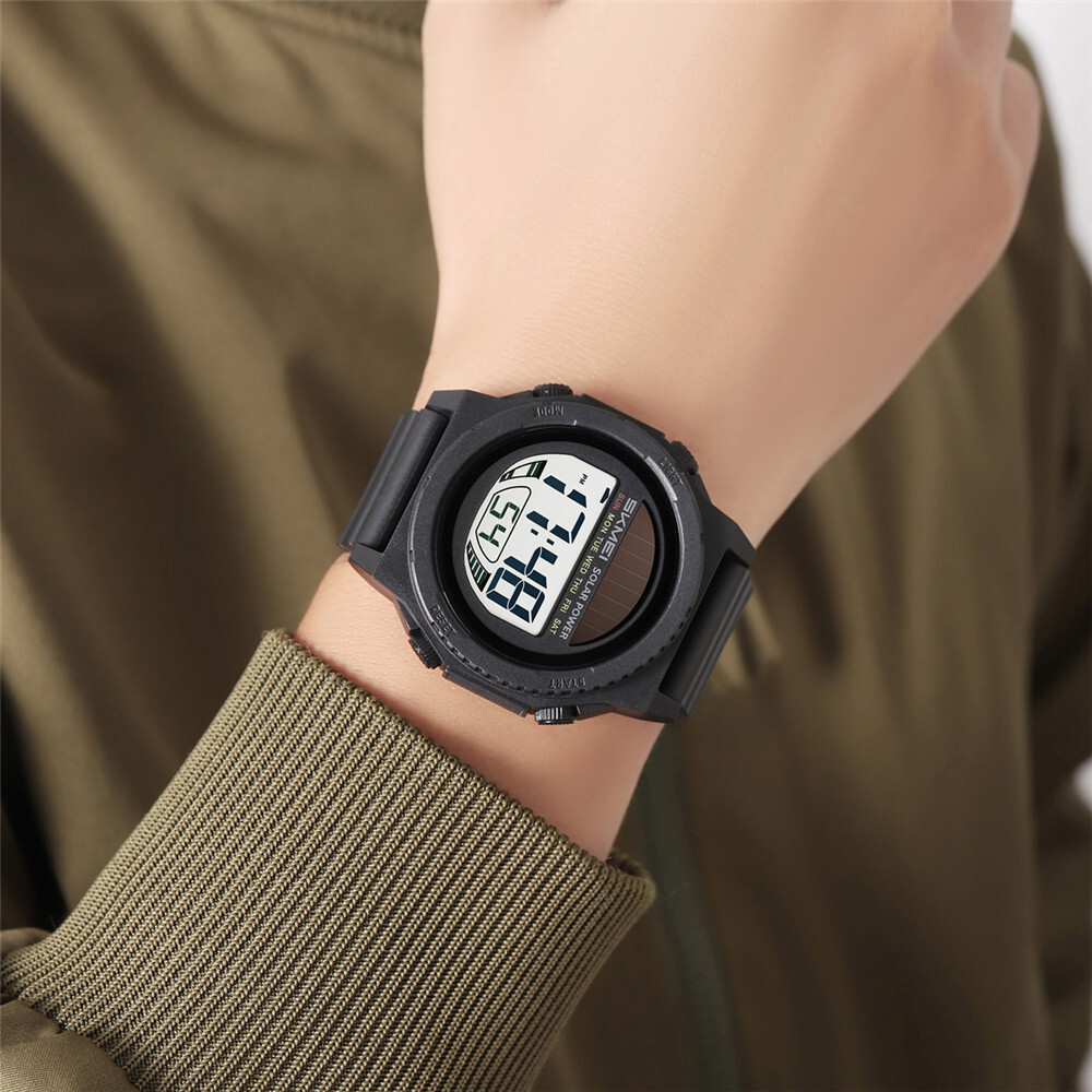 SKMEI Men Sport Watch Solar Power Wristwatch LED Boys Countdown Digital Watches