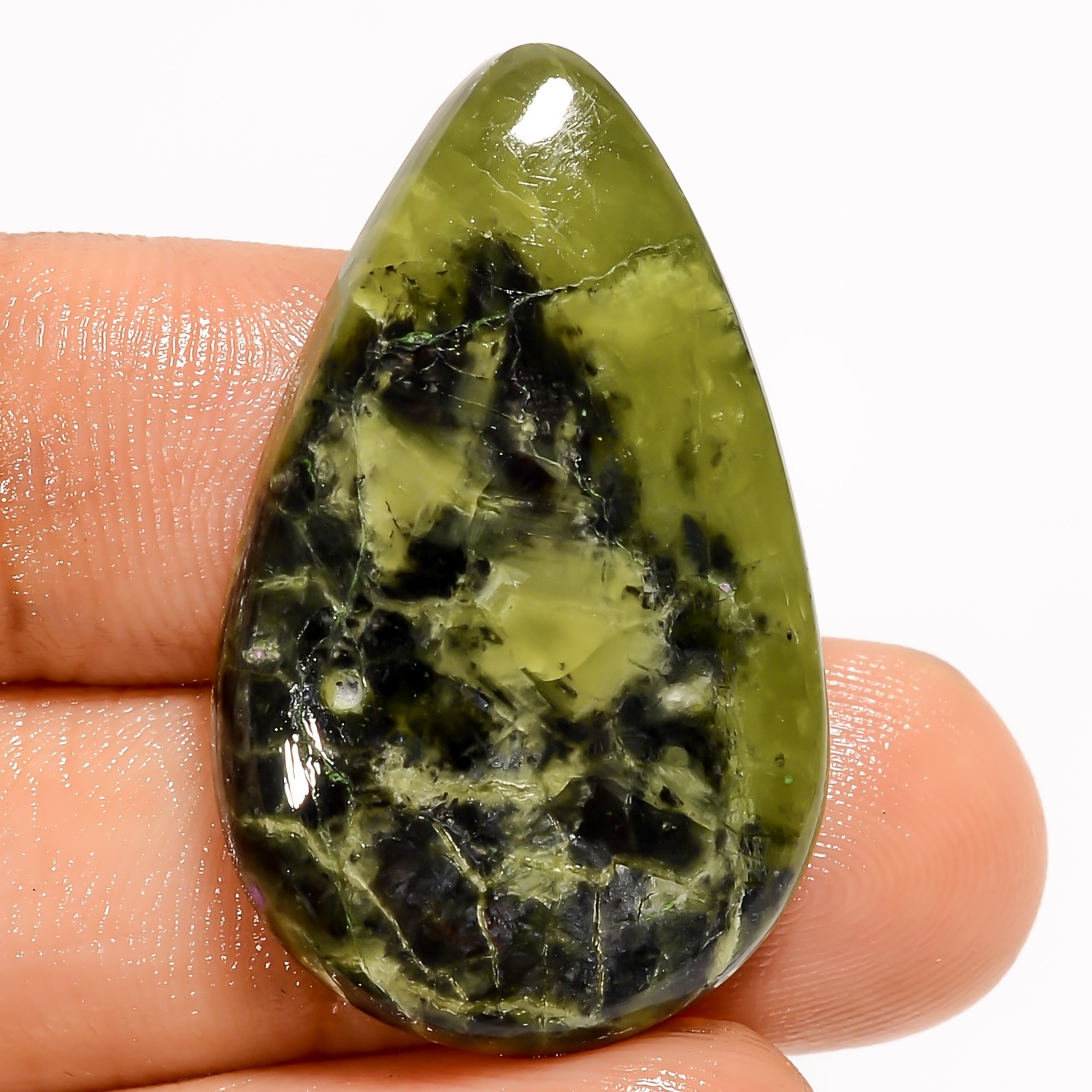 100% Natural Stichtite Loose Gemstone Green Pear Shape Cabochon 25 Ct 32X20X5 mm