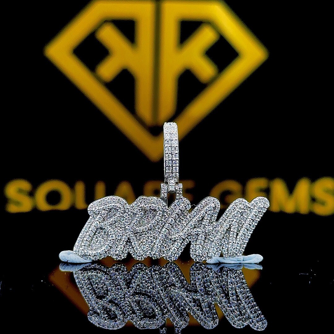 Tester Pass Moissanite Men’s BRIAN Letter Custom Hip Hop Pendant 925 Silver
