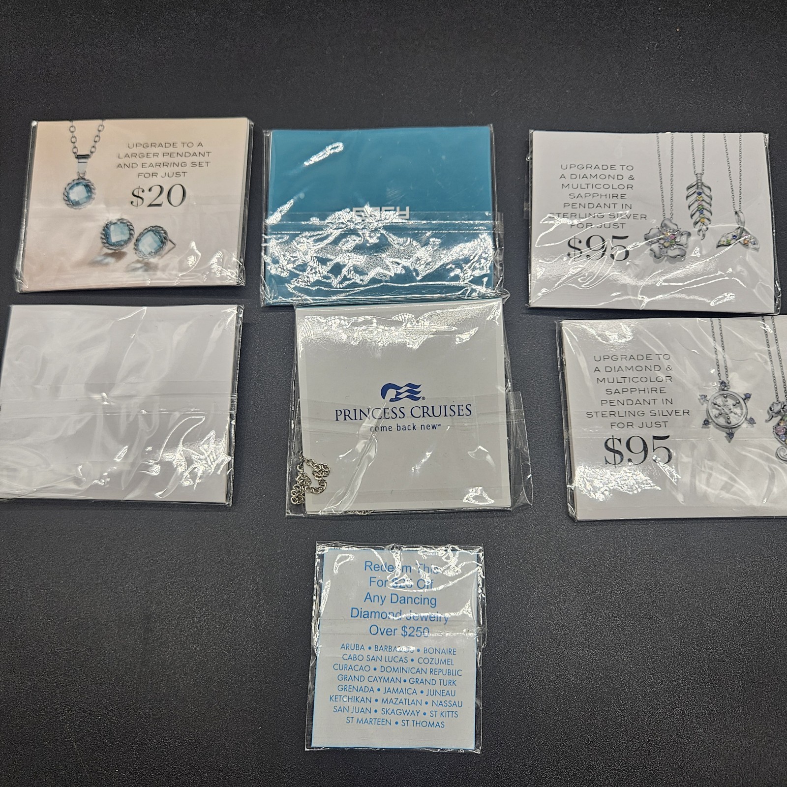 Carnival Cruise Lot of 7 EFFY Jewelry Nautical Charms Trinkets Costume Souvenir