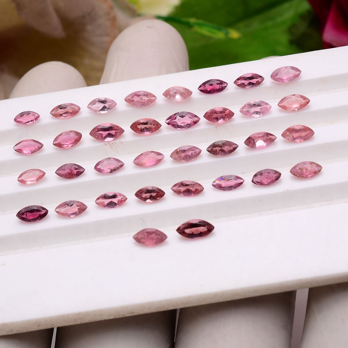 Set 33 Pcs Natural Pink Tourmaline 5mm-6mm Marquise Cut Untreated Gemstones Lot