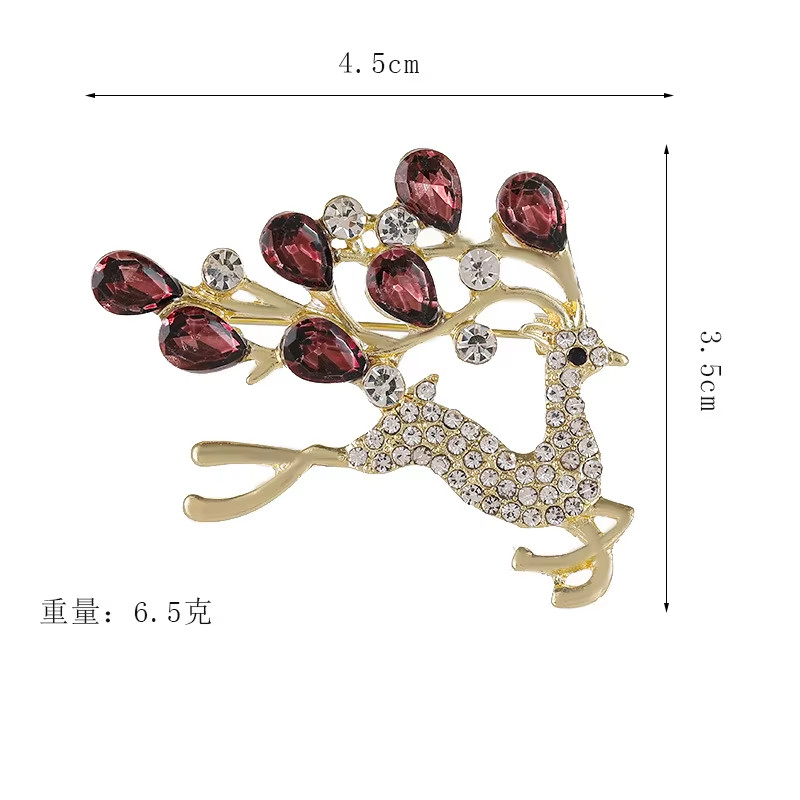 Retro Deer Brooch Pin Rhinestone Animal Jewelry Accessory Women Gift