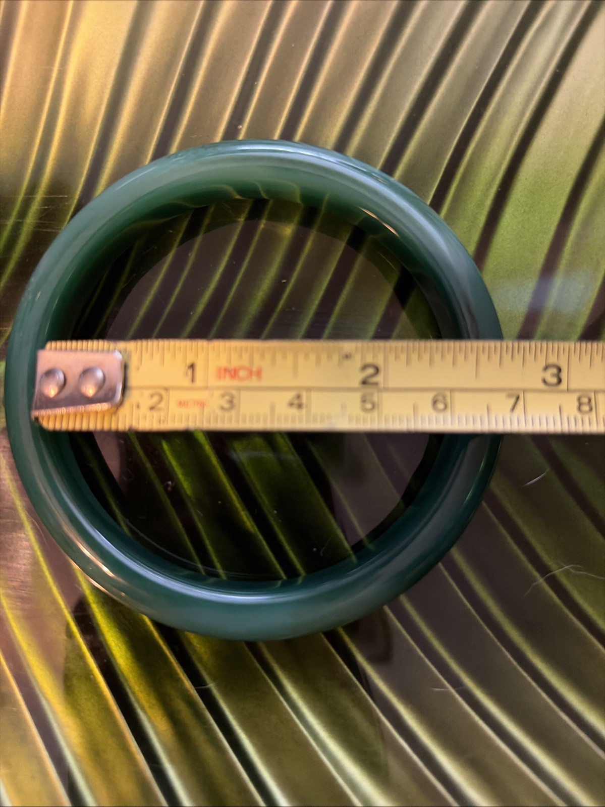63.5 Mm Green Agate Hard Bangle