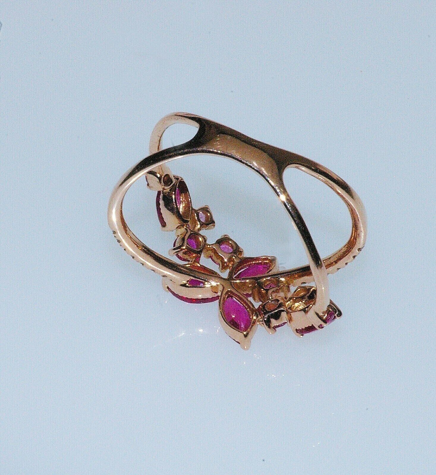 Marquise Cut Simulated Pink Ruby 14K Rose Gold Plated Gorgeous Wedding Band Ring