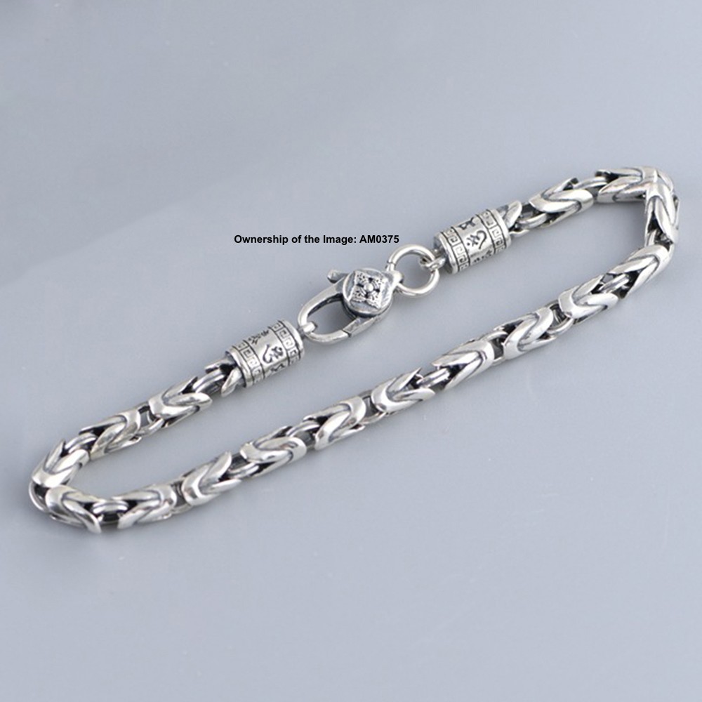 Pure 925 Sterling Silver Bracelet 4mm Byzantine Link Bracelet 7.08-7.87inch