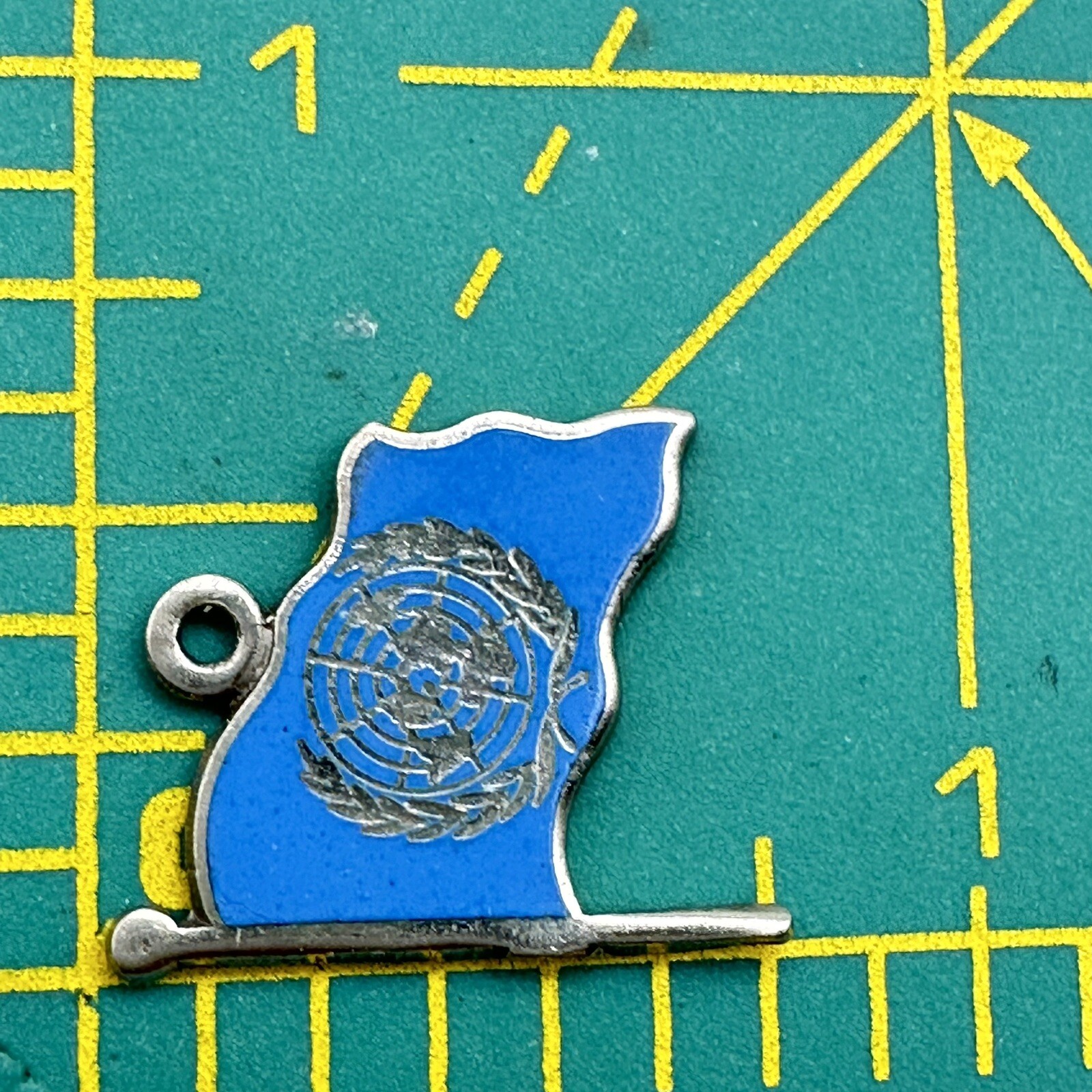 United Nations UN Flag Pendant Charm Insignia Sterling Silver Light Blue Enamel