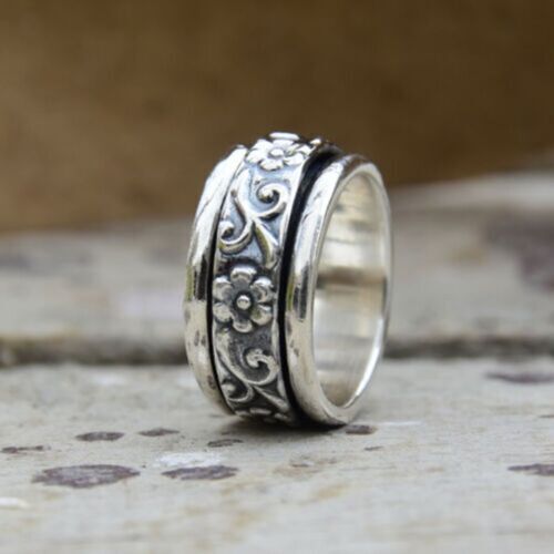Designer Spinner Ring Handmade 925 Sterling Silver Thumb Ring All Size SR244