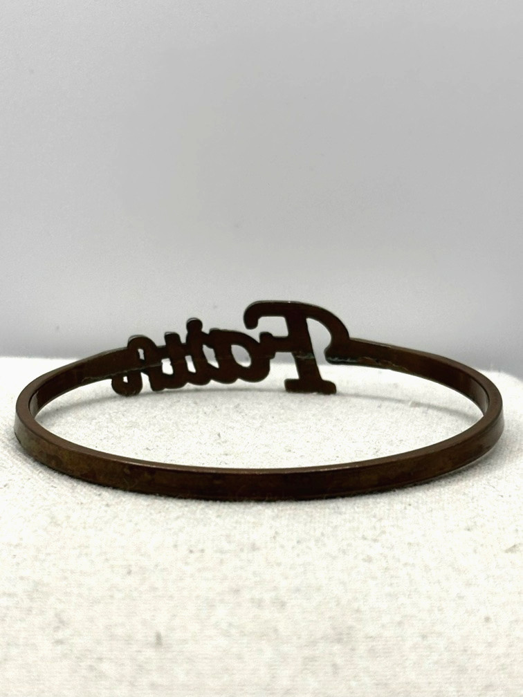 FAITH Word Script Name Bronze Metal Bangle Bracelet 8 Inch