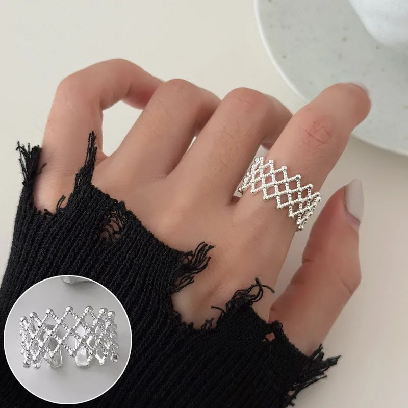 Adjustable Silver Open Ring Minimalist Statement Band Stackable Women Gift