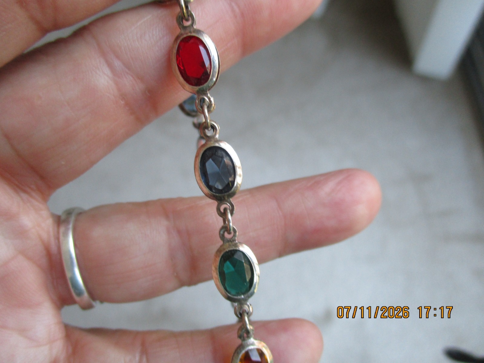 Vintage Milor Tennis Bracelet 925 Sterling Silver Italy Multi Colored Stones