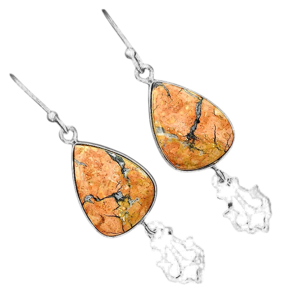 Natural Maligano Jasper – Indonesia 925 Sterling Silver Earrings Jewelry E-1079