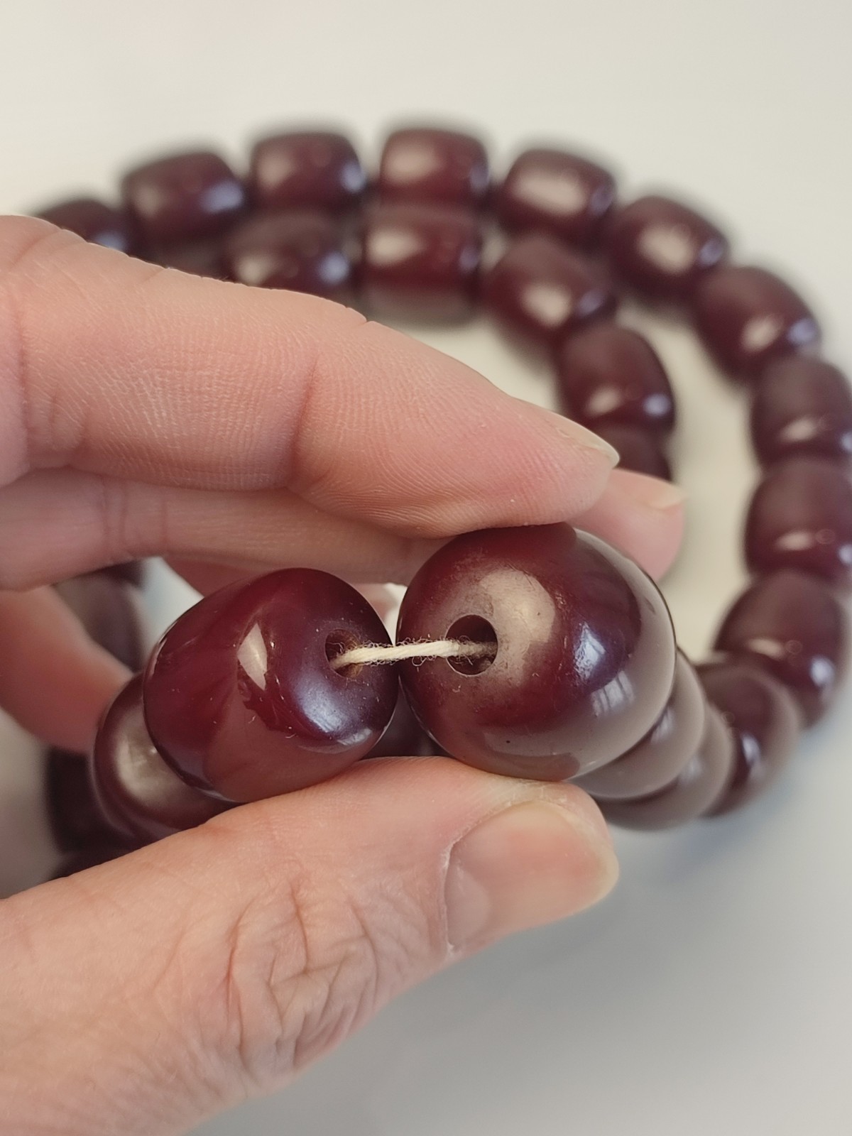 Antique Cherry Faturan Bakelite Necklace Large Beads 180g/70cm RARE Vintage