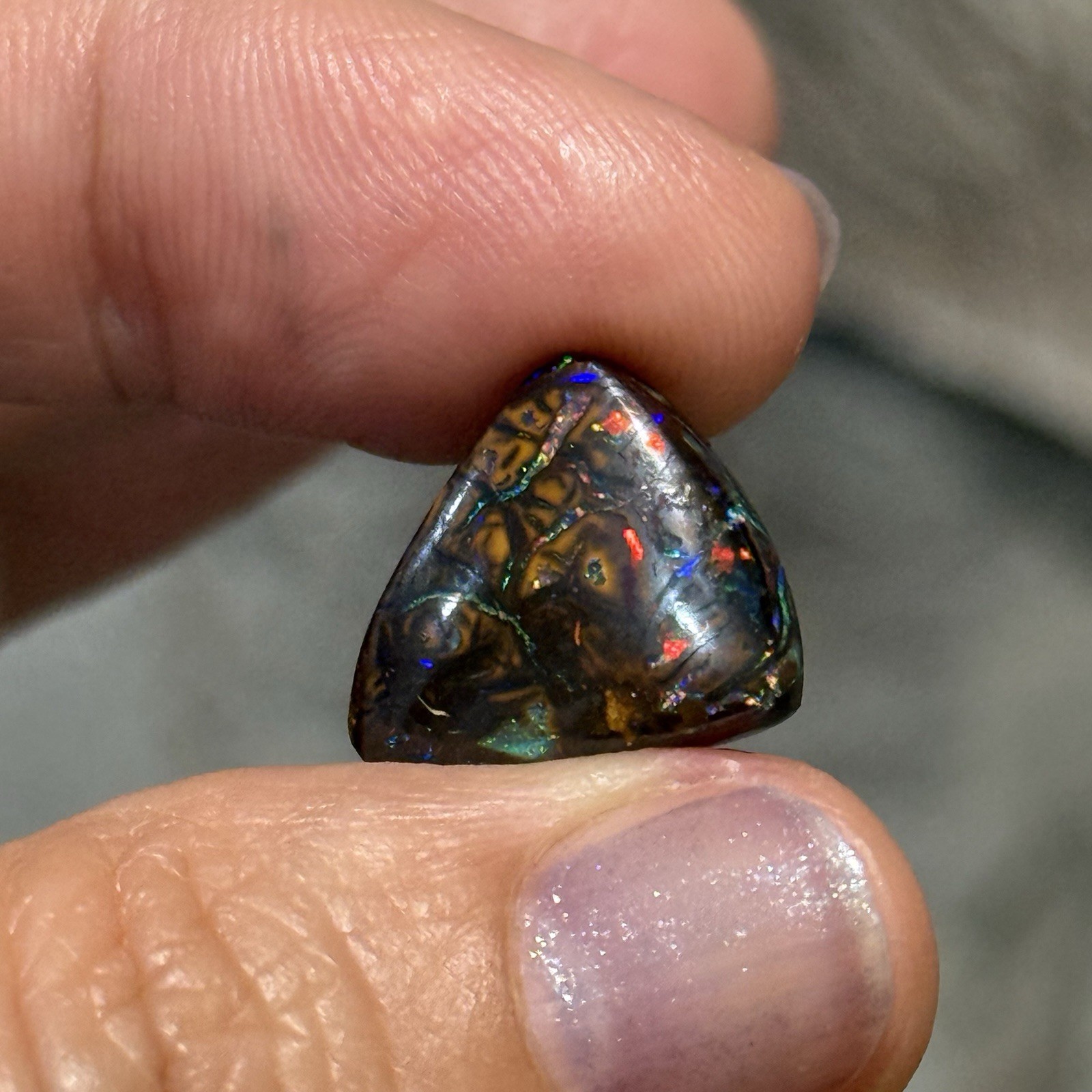 10.2ct 15.6×14.5×5.2mm Colorful Australian Koroit Boulder Opal Cabochon Gem