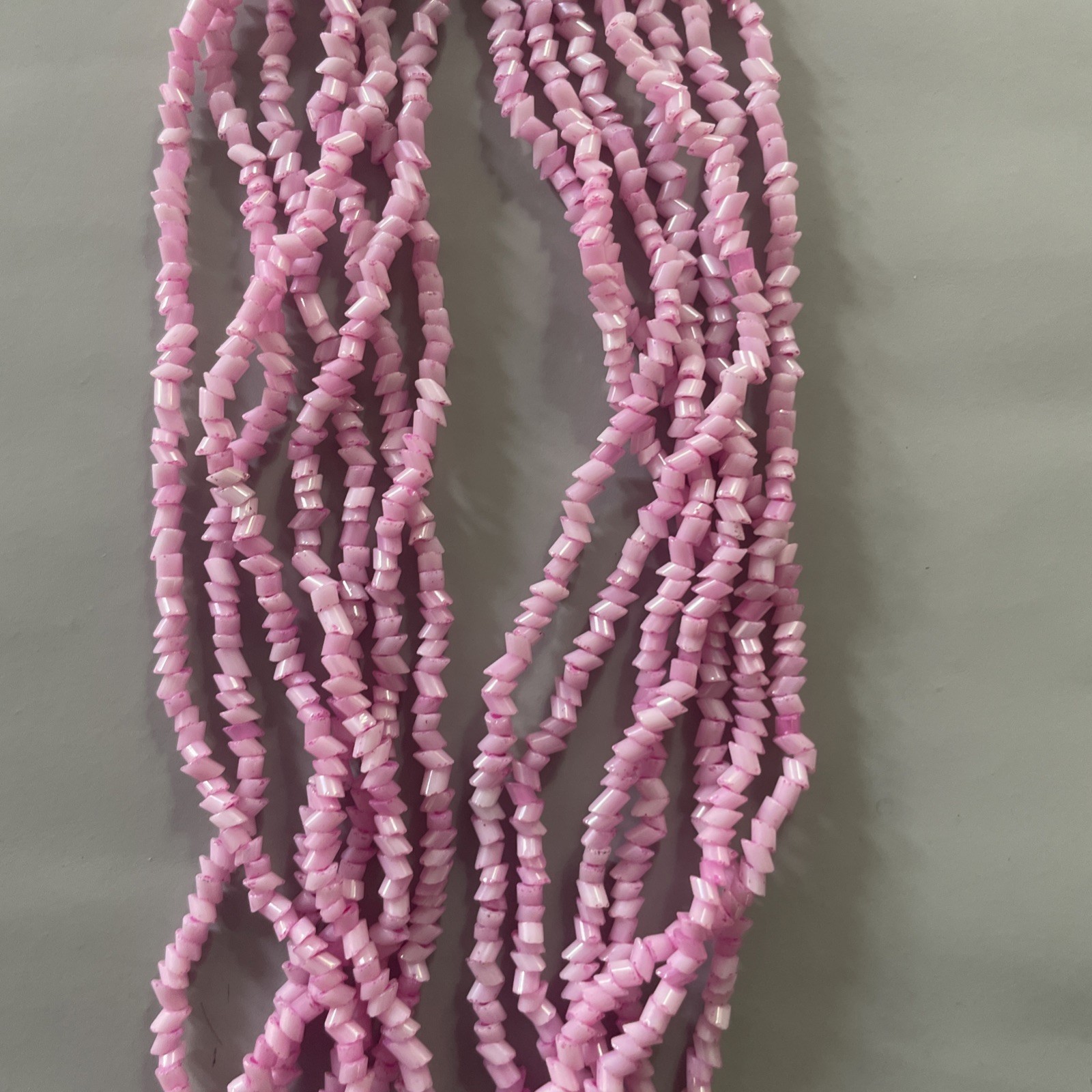 Vintage 7 Strand Pink Glass Seed Bead Women’s Necklace 16”