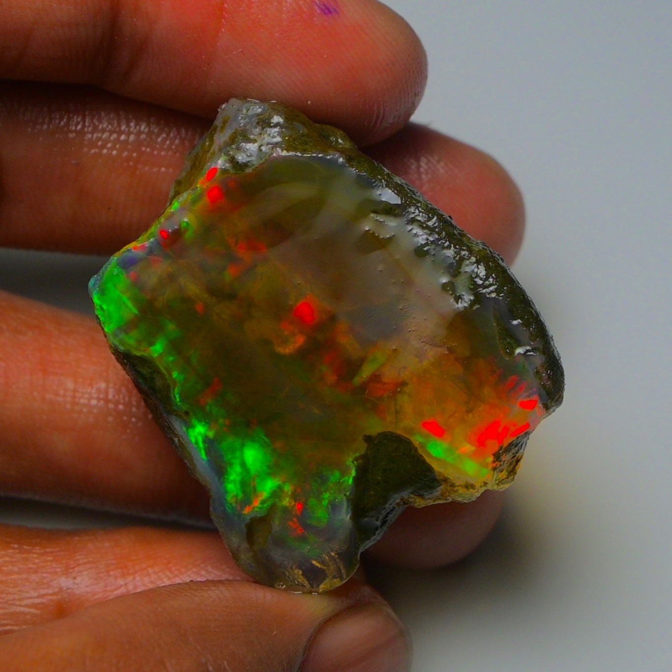 Ethiopian Oil Opal Specimen 87.55 cts Natural Rough Gemstone – Fire Opal Roug
