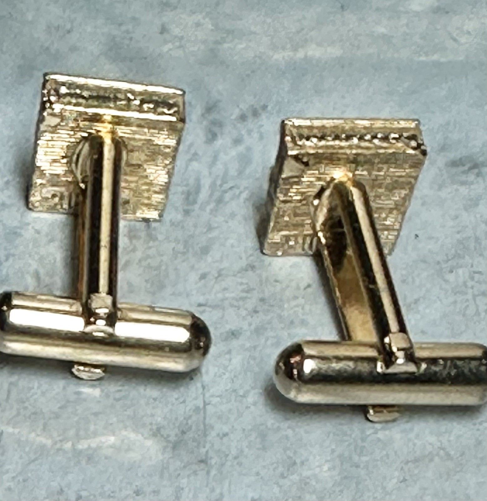 Vintage Faux Cat Eye Cabochon Gold Tone Cuff Links, Signed Swank