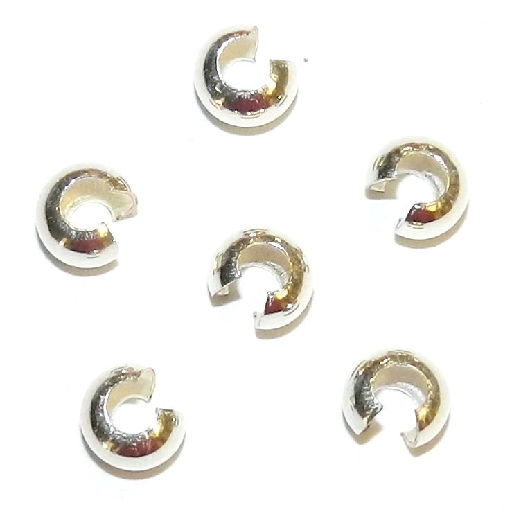 M6163 Sterling Silver Filled 4mm Crimp Cover Jewelry Component 10pc