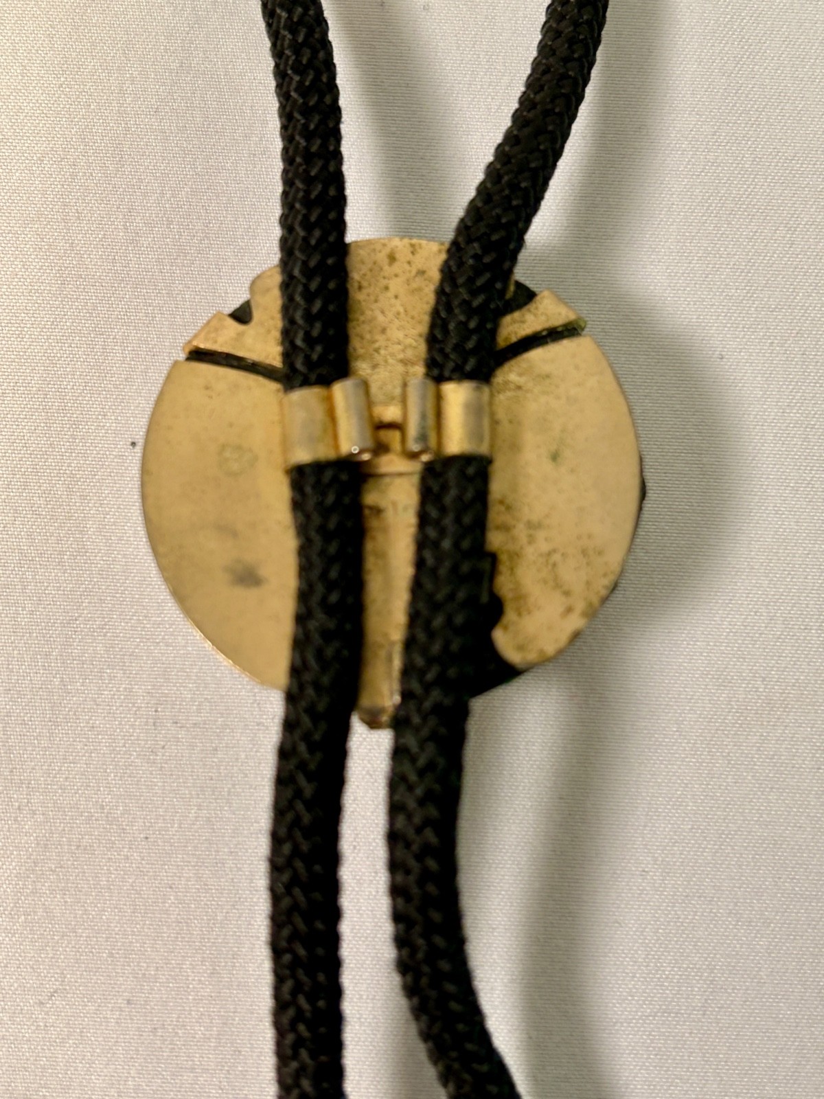 Rare Vintage Bolo Tie, Lucite Encased Gold Flakes Prospecting Tools, Black cord