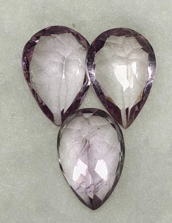 Natural Blue Amethyst Lot | Pear Cut Loose Gemstones Set of 3 for Jewelry Making