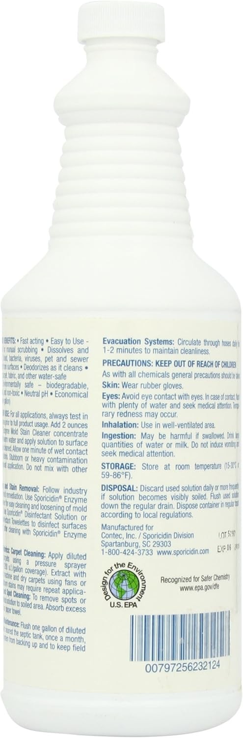 Groom Industries Household Cleaners Sporicidin Enzyme Mold Cleaner…