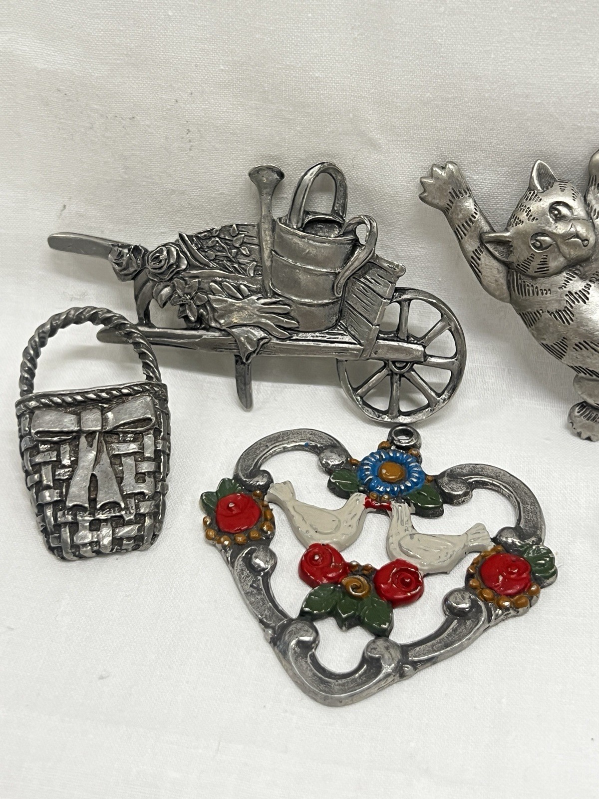 JJ Barker Seagull Pewter Brooches 6 Pieces All Signed Estate Jewelry Pendant Vtg