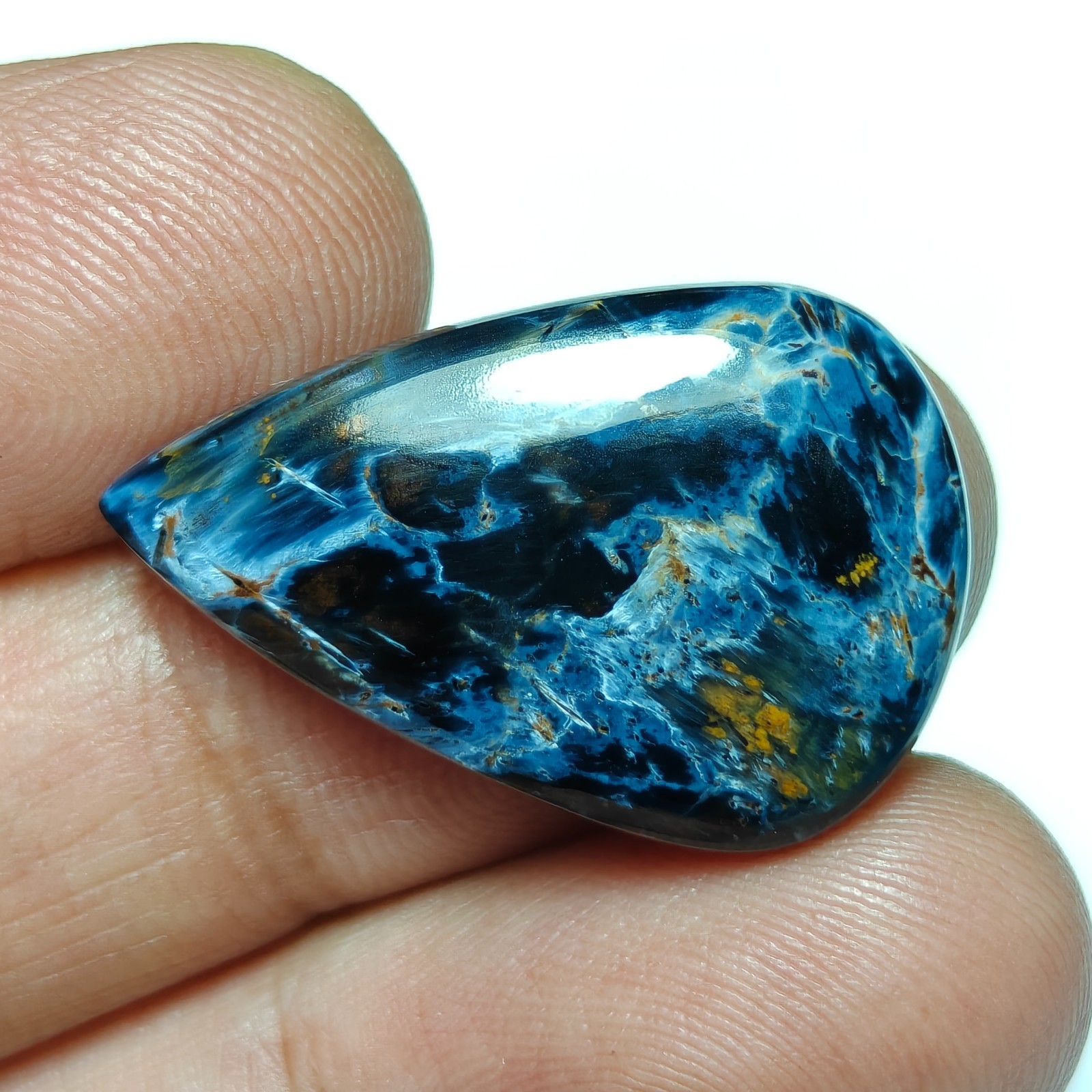 Rare namibian pietersite gemstone pear shaped 18x28x5mm, loose gem for jewelry.
