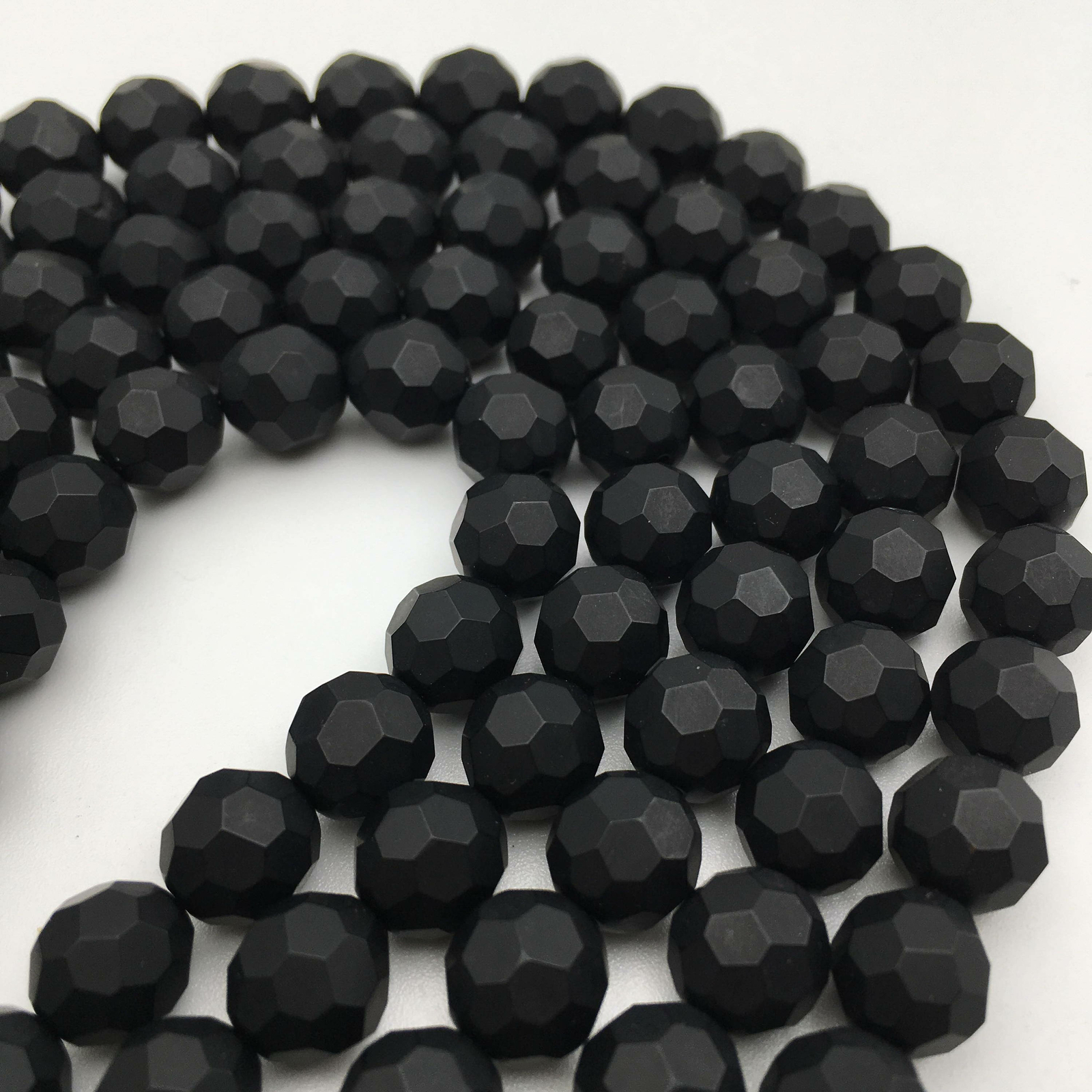 Black Onyx Matte Big Faceted Round Beads 8mm 10mm Approx 15.5″ Strand