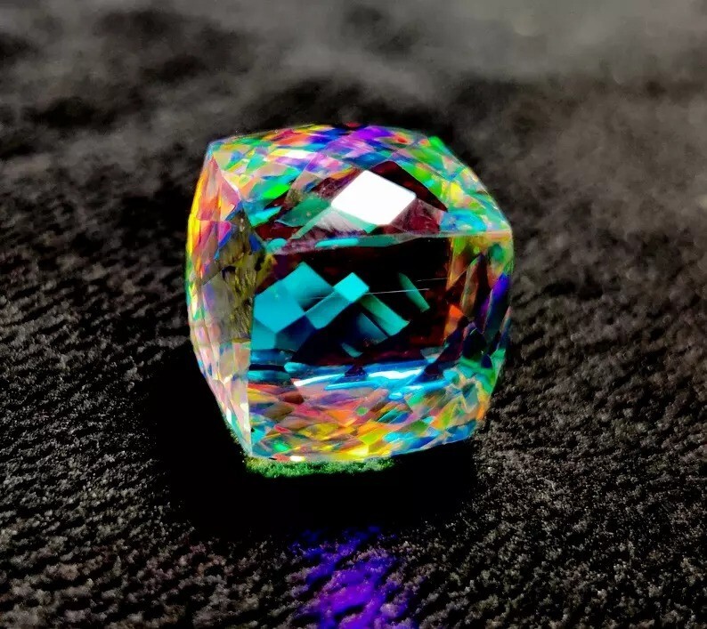 50 CT+ Natural Rainbow Color Cube Cut Mystic Topaz Certified Gemstone