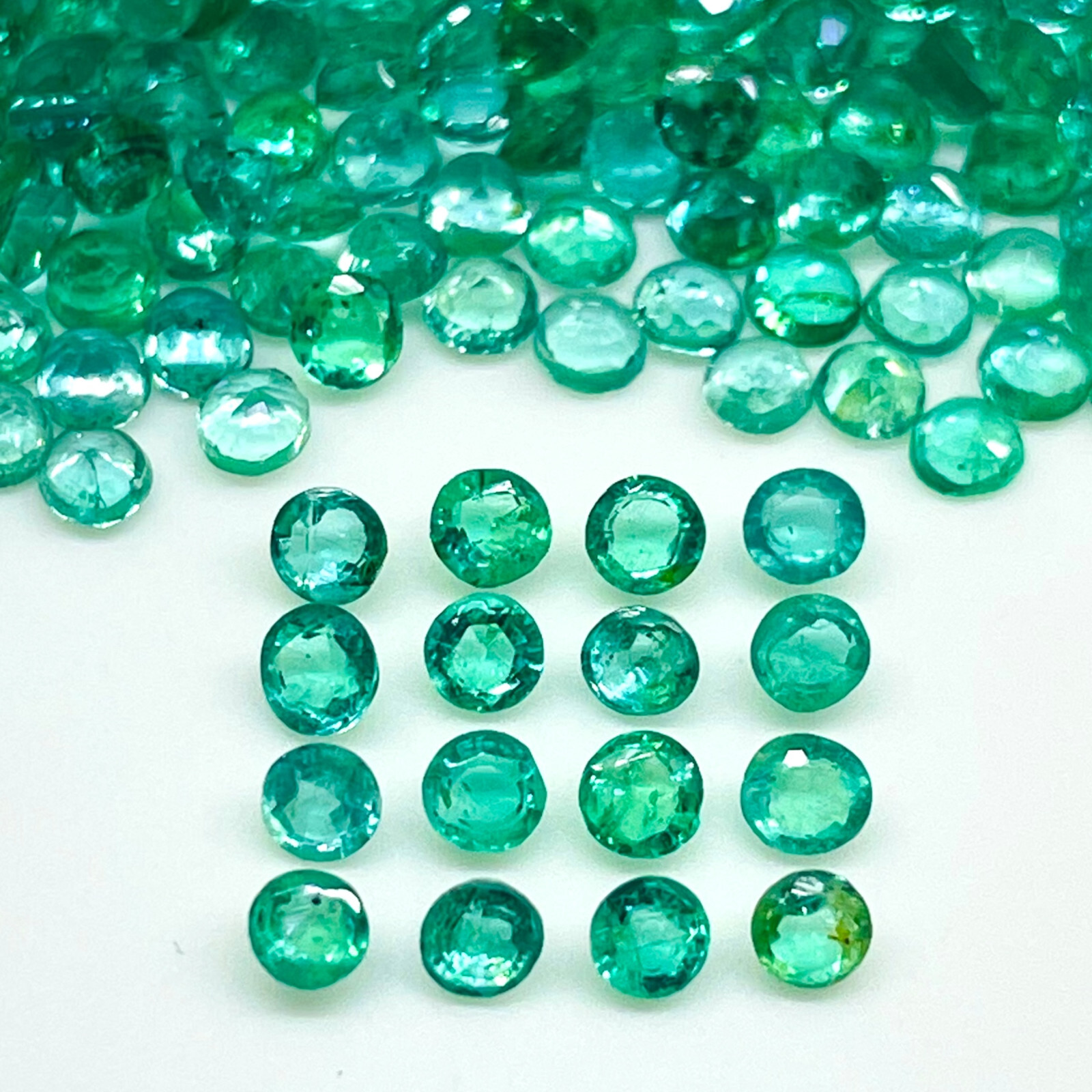 16 Pcs Natural Colombian Emerald 2mm Round Diamond Cut Loose Untreated Gemstones