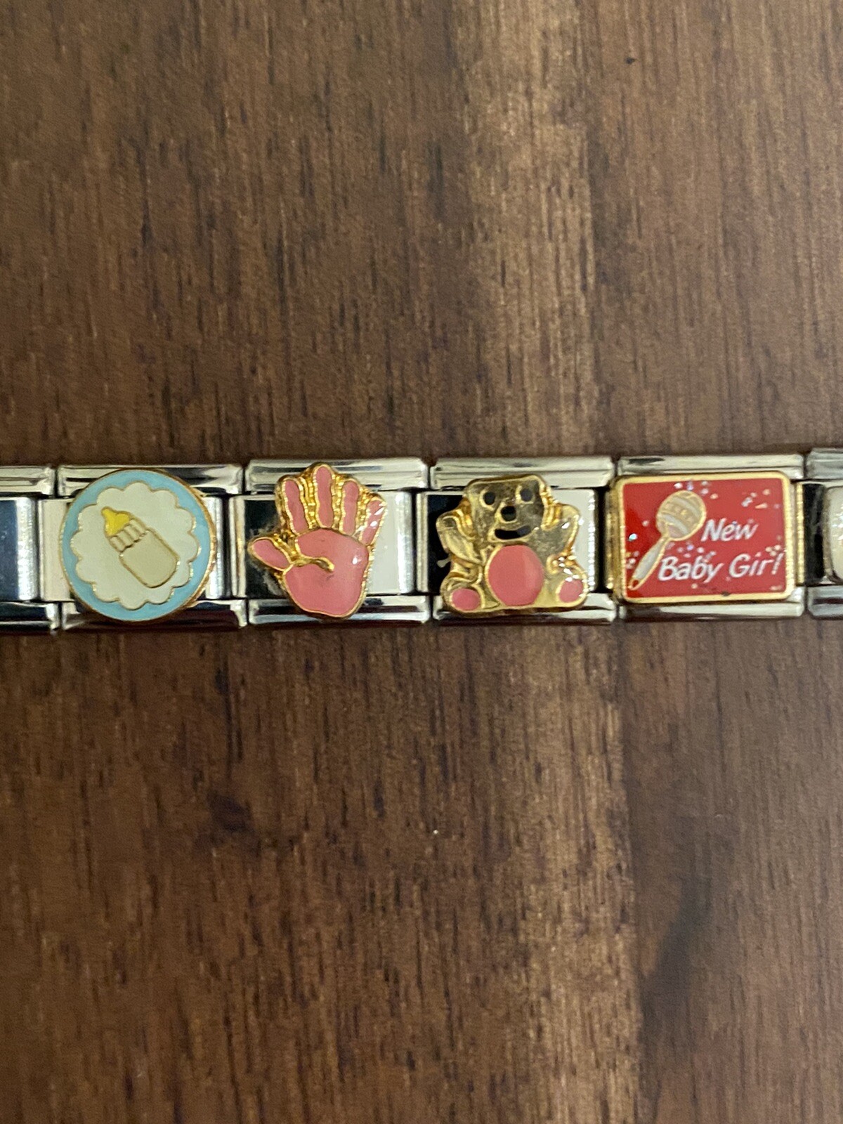 20 Charm Baby Girl / Baby Shower Ready To Wear Bracelet Italian Charm New