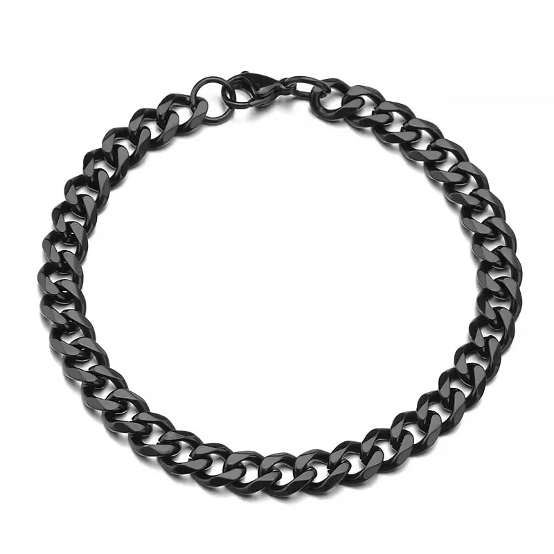 Men’s Chain 7mm Stainless Steel Bracelet Silver Curb Cuban