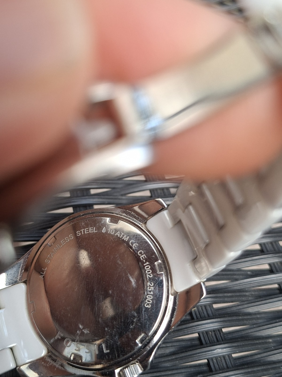 Fossil CE1002 White Ceramic Multifunction 10 ATM Unisex Watch Stainless Steel