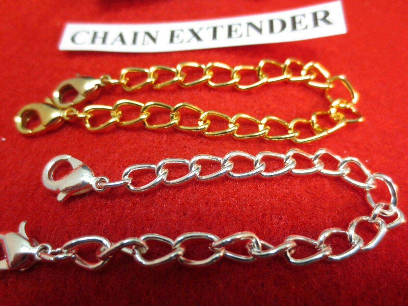 7″ 14 kt GOLD EP & STERLING SILVER EP DOUBLE LOBSTER CLAW NECKLACE EXTENDER