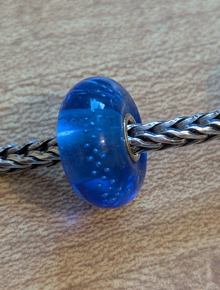 Authentic Retired TrollBeads Silver Trace Blue Bead