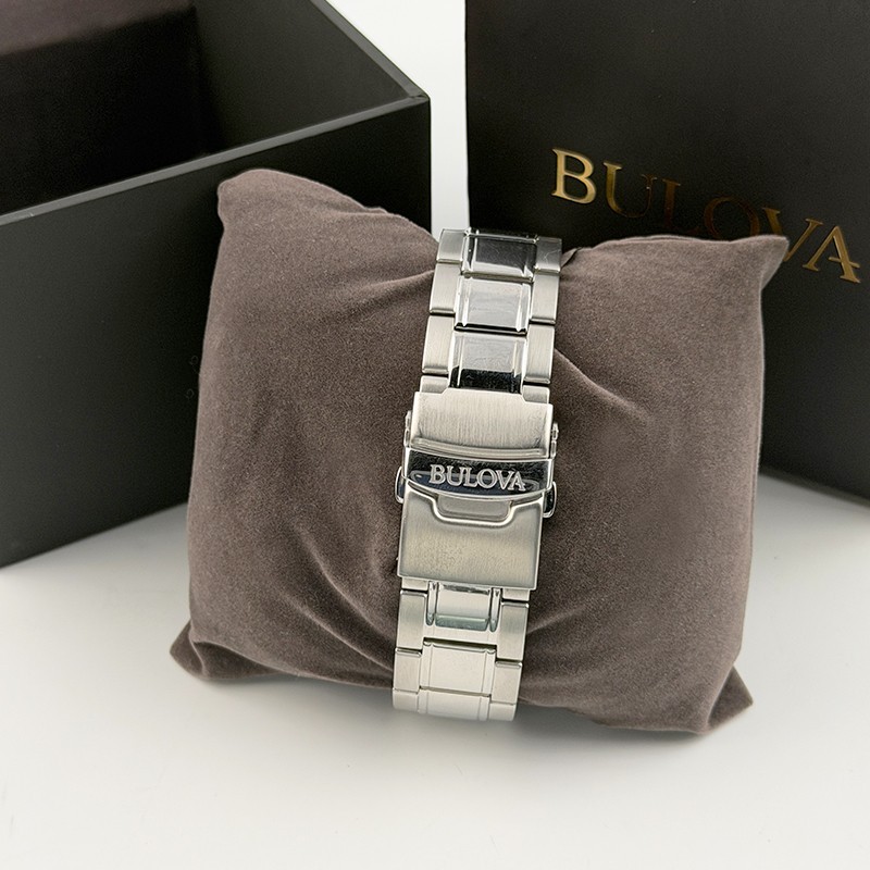 Bulova Marine Star Green Dial 96B396 Steel Men Quartz Watch 43mm Chronograph