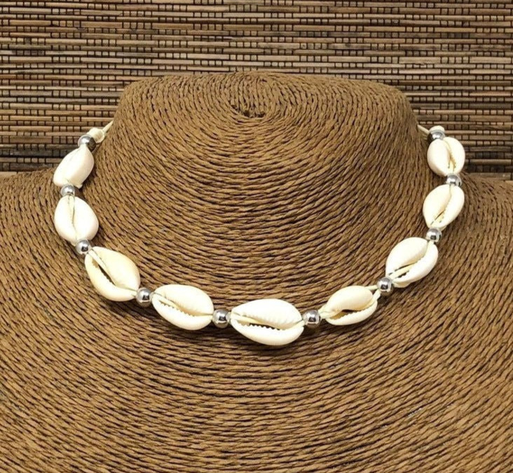 Hawaiian Cowrie Shell Choker Necklace 🌴 Handmade Natural Adjustable Surfer