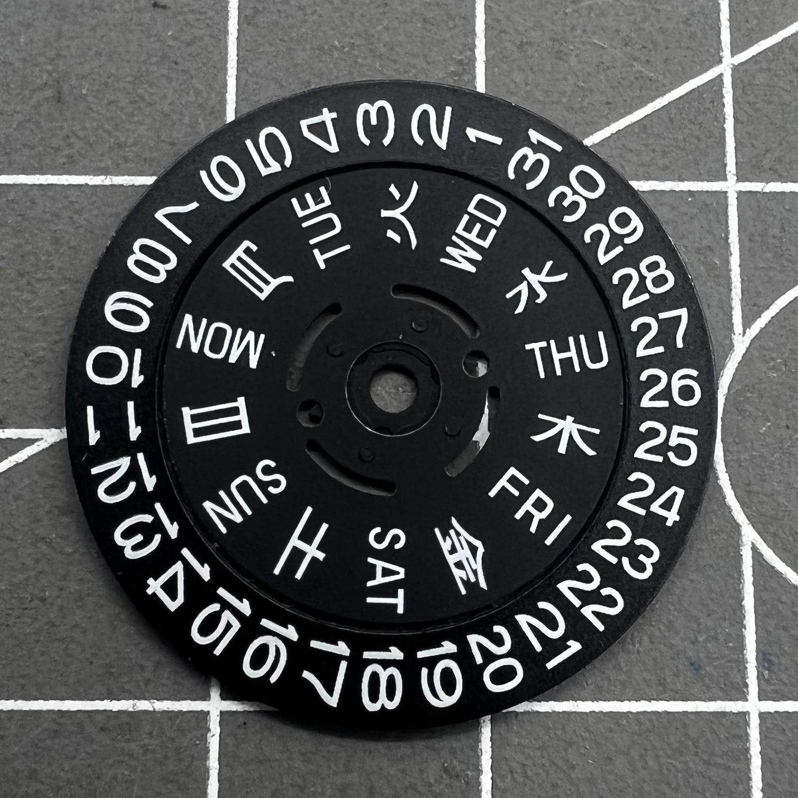 Green Lume Black Date Disk Wheel Week Wheel for Movement NH36 Date at 3.8