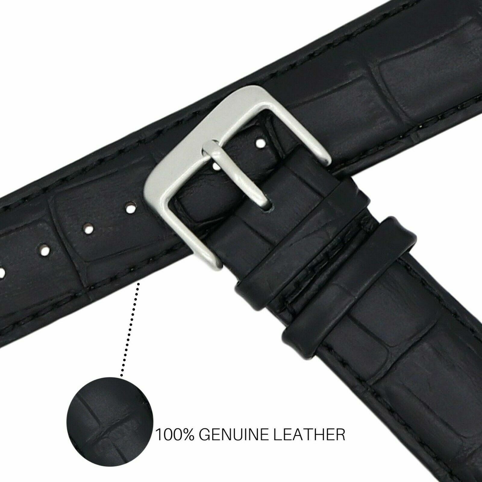 18mm 20mm 22mm Quick Fit Alligator Grain Genuine Leather Watch Band Strap