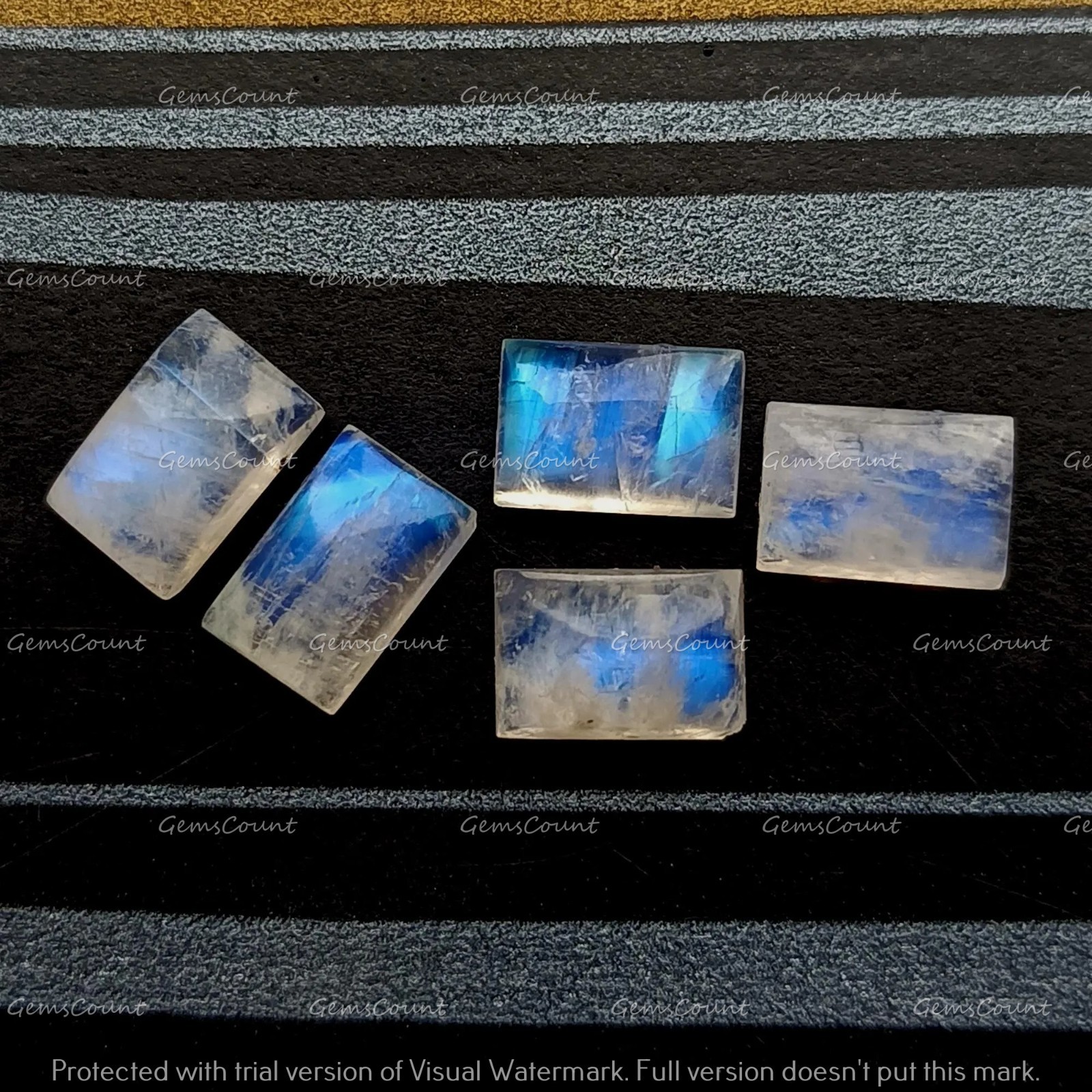 Natural Rainbow Moonstone Rectangle Cabochon Blue Fire Gemstone 5x7mm-12x16mm