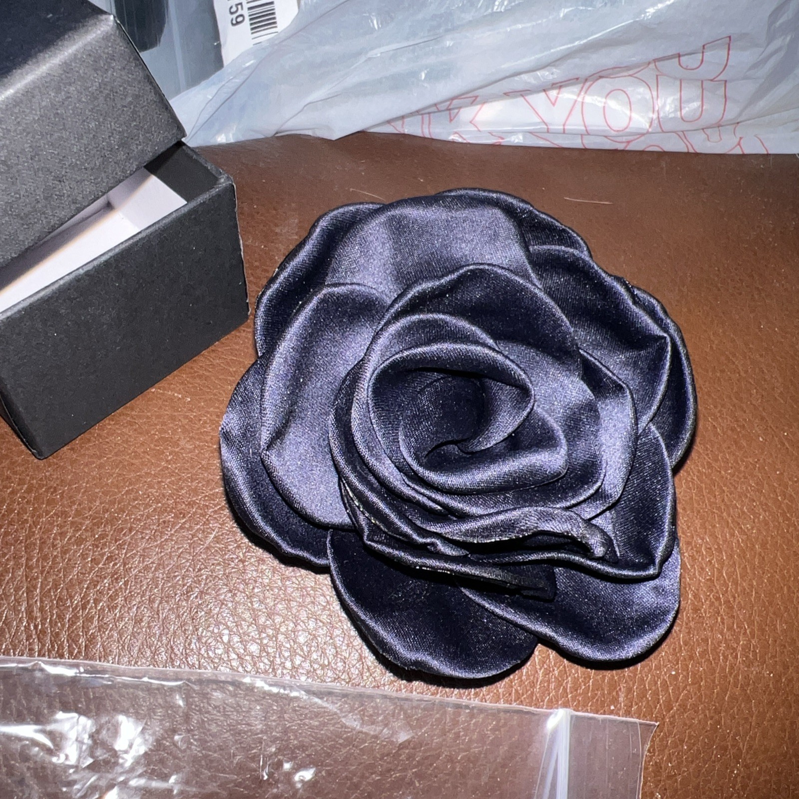 Dainty Silk Satin Rose Flower Navy blue Small Brooches Lapel Pins Fabric Flow…