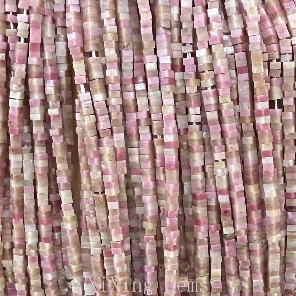 1x2mm Natural Pink Rhodonite Flat Square Disc Spacer Beads for Jewelry Making
