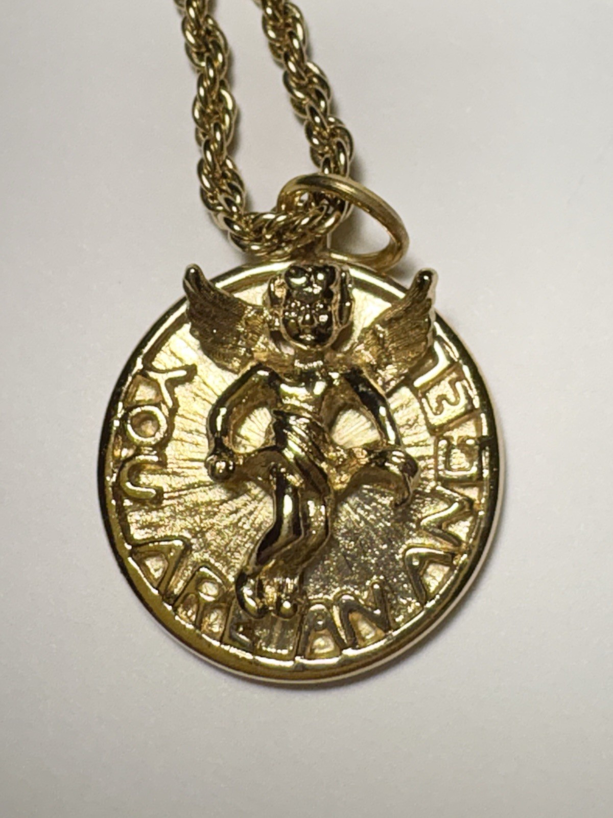 Gold Plated 3D Angel Marked 925 Italy Necklace “ You Are An Angel” Medallion